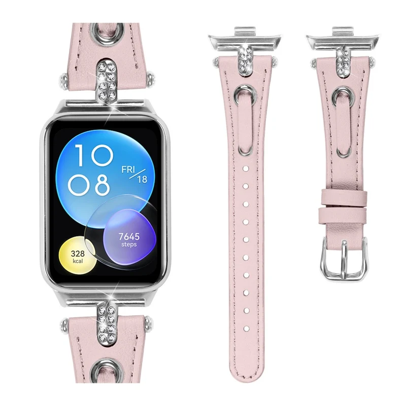 Xiaomi Smart Band 8 Pro Slim Strap Rhinestone Genuine Cow Leather Watch Band