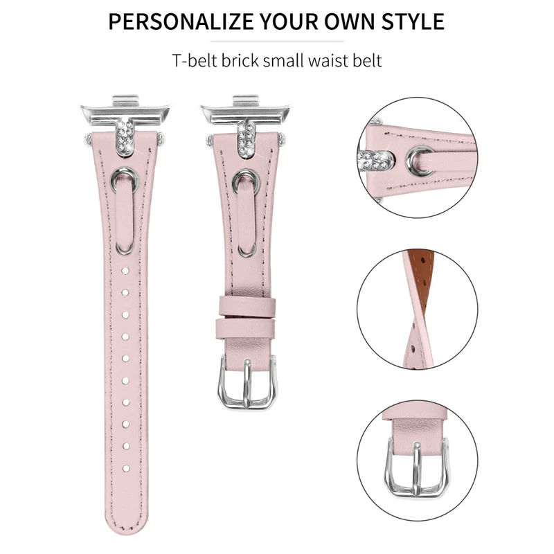 Xiaomi Smart Band 8 Pro Slim Strap Rhinestone Genuine Cow Leather Watch Band