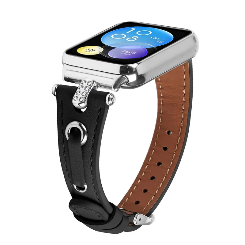 Xiaomi Smart Band 8 Pro Slim Strap Rhinestone Genuine Cow Leather Watch Band
