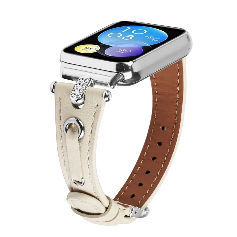 Xiaomi Smart Band 8 Pro Slim Strap Rhinestone Genuine Cow Leather Watch Band