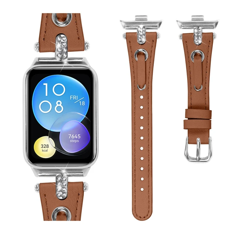 Xiaomi Smart Band 8 Pro Slim Strap Rhinestone Genuine Cow Leather Watch Band