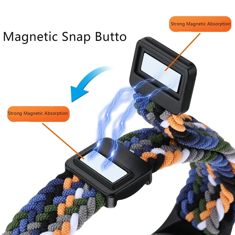 Magnetic Braided Nylon Strap Xiaomi Smart Band 8 Replacement Watch Band - Denim Color