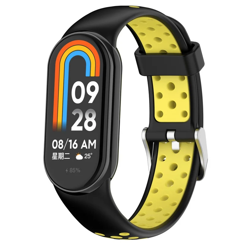 KALEBOL KLB-SSGJ-001 Xiaomi Smart Band 8 Silicone Watch Band Waterproof Strap - Black+Yellow