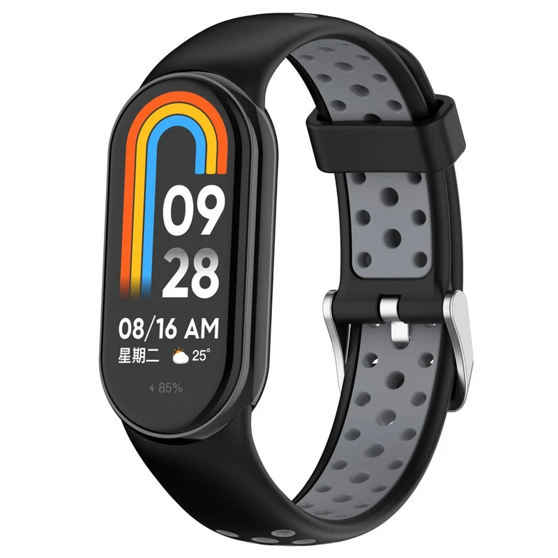 KALEBOL KLB-SSGJ-001 Xiaomi Smart Band 8 Silicone Watch Band Waterproof Strap - Black+Yellow