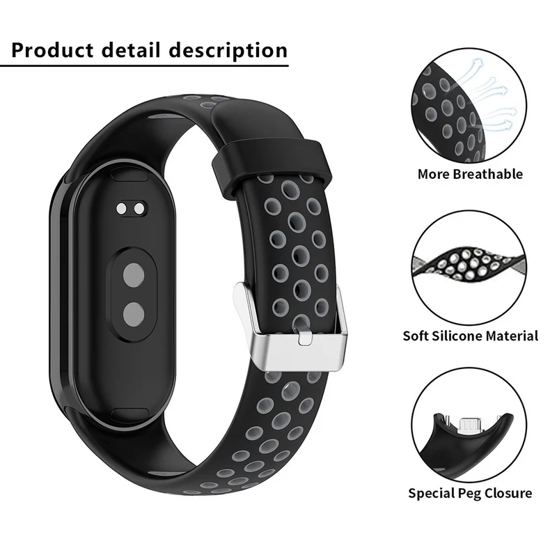 KALEBOL KLB-SSGJ-001 Xiaomi Smart Band 8 Silicone Watch Band Waterproof Strap - Black+Yellow
