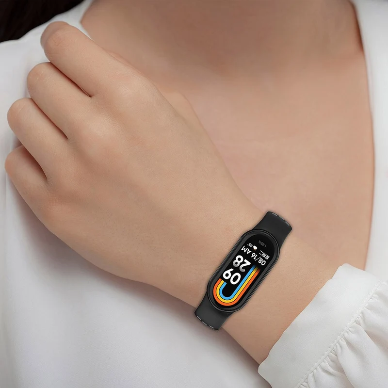KALEBOL KLB-SSGJ-001 Xiaomi Smart Band 8 Silicone Watch Band Waterproof Strap - Black+Yellow