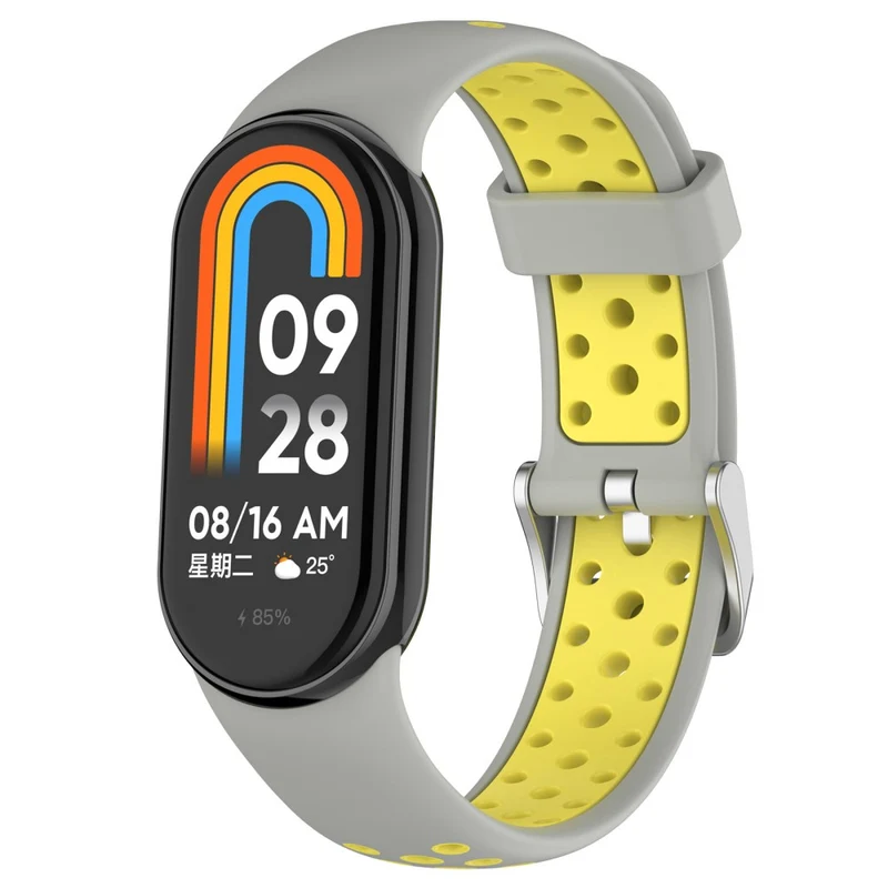 KALEBOL KLB-SSGJ-001 Xiaomi Smart Band 8 Silicone Watch Band Waterproof Strap - Black+Yellow