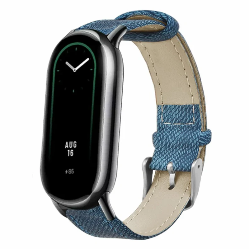Xiaomi Smart Band 8 / Smart Band 8 NFC Strap Denim Texture Cowhide Leather Band