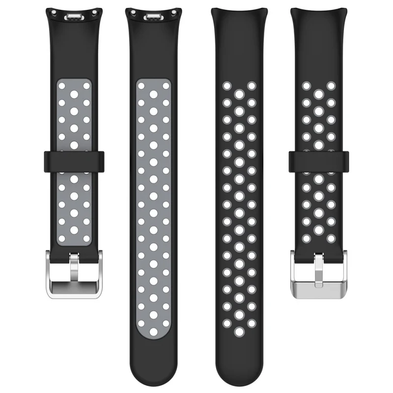 Xiaomi Smart Band 8 Watch Straps Dual-Colors Flexible Band with Stainless Steel Connector - Black+Grey