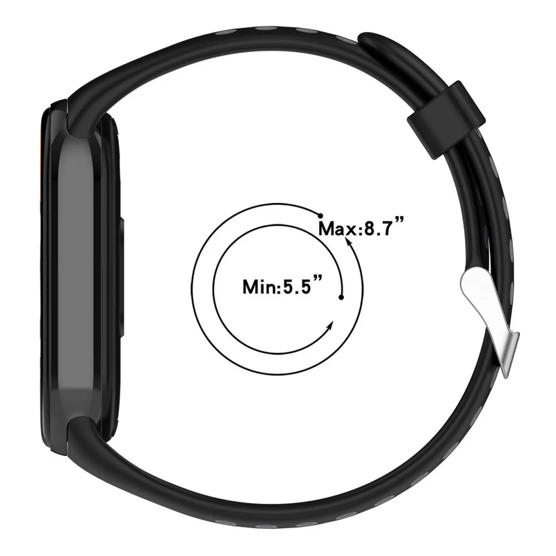 Xiaomi Smart Band 8 Watch Straps Dual-Colors Flexible Band with Stainless Steel Connector - Black+Grey
