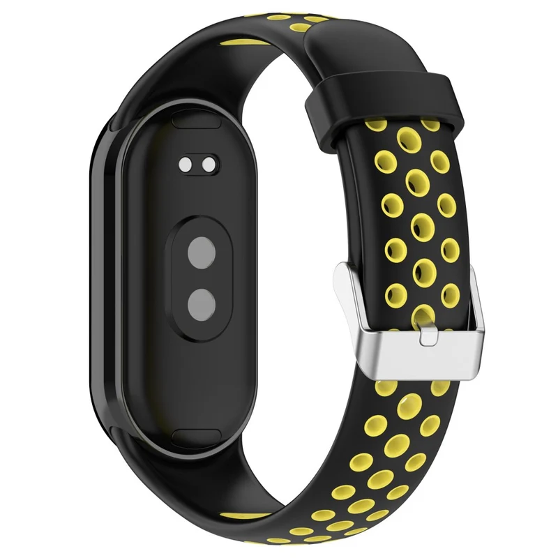 Xiaomi Smart Band 8 Watch Straps Dual-Colors Flexible Band with Stainless Steel Connector - Black+Grey