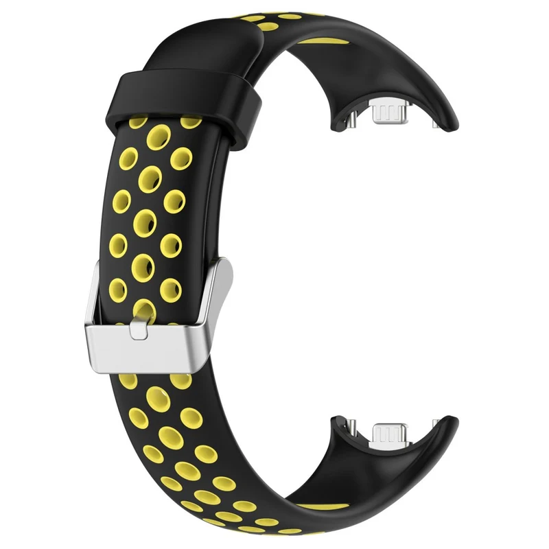 Xiaomi Smart Band 8 Watch Straps Dual-Colors Flexible Band with Stainless Steel Connector - Black+Grey