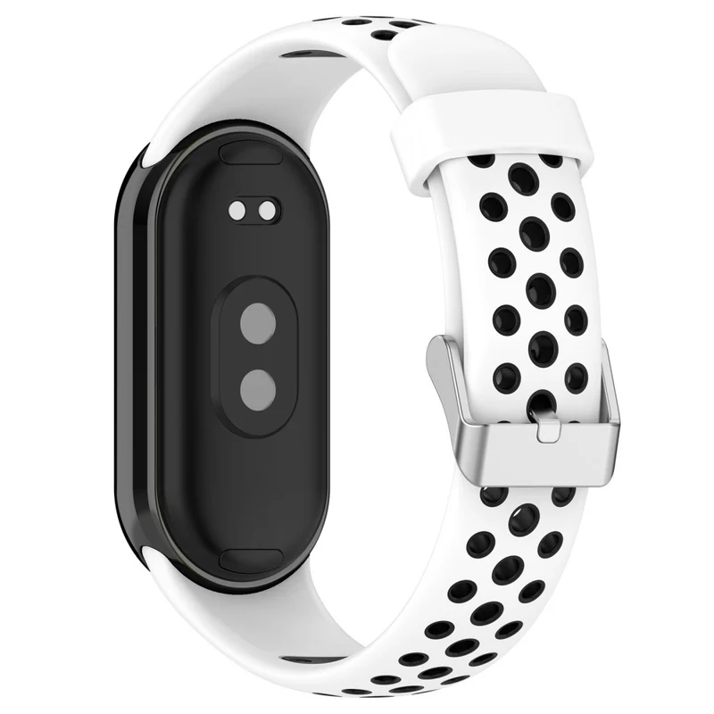 Xiaomi Smart Band 8 Watch Straps Dual-Colors Flexible Band with Stainless Steel Connector - Black+Grey
