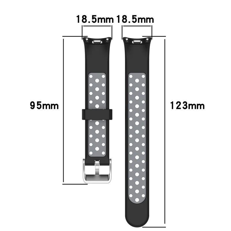 Xiaomi Smart Band 8 Watch Straps Dual-Colors Flexible Band with Stainless Steel Connector - Black+Grey