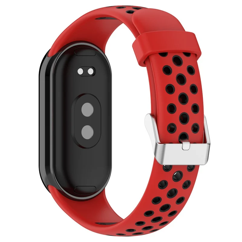 Xiaomi Smart Band 8 Watch Straps Dual-Colors Flexible Band with Stainless Steel Connector - Black+Grey