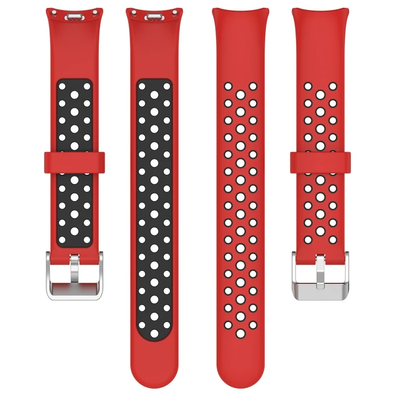 Xiaomi Smart Band 8 Watch Straps Dual-Colors Flexible Band with Stainless Steel Connector - Black+Grey