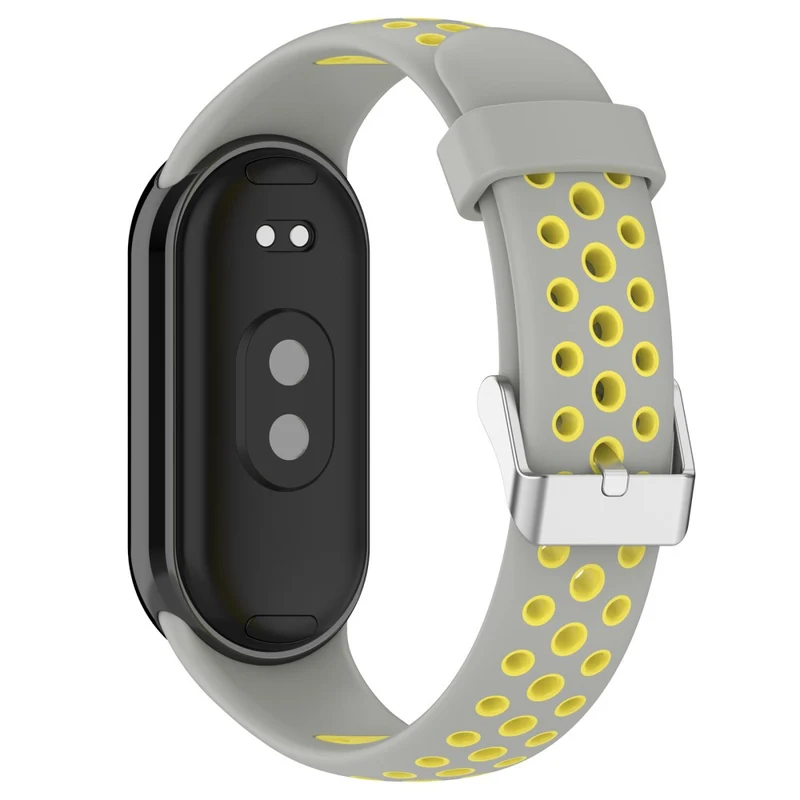 Xiaomi Smart Band 8 Watch Straps Dual-Colors Flexible Band with Stainless Steel Connector - Black+Grey