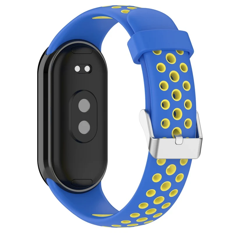Xiaomi Smart Band 8 Watch Straps Dual-Colors Flexible Band with Stainless Steel Connector - Black+Grey
