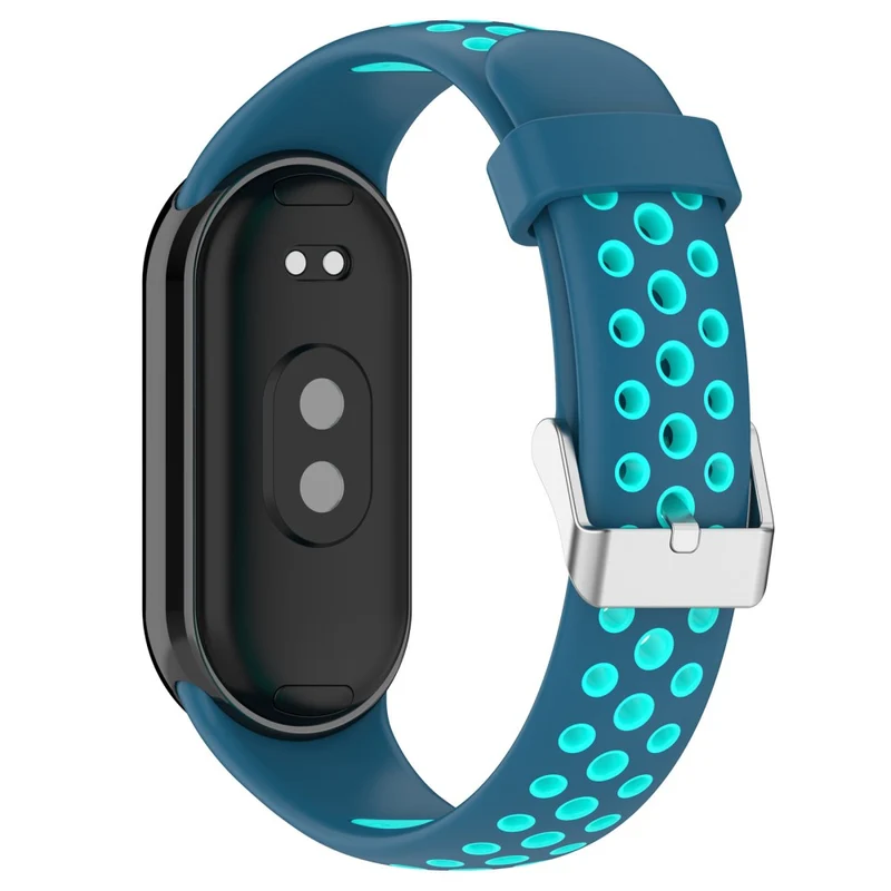 Xiaomi Smart Band 8 Watch Straps Dual-Colors Flexible Band with Stainless Steel Connector - Black+Grey