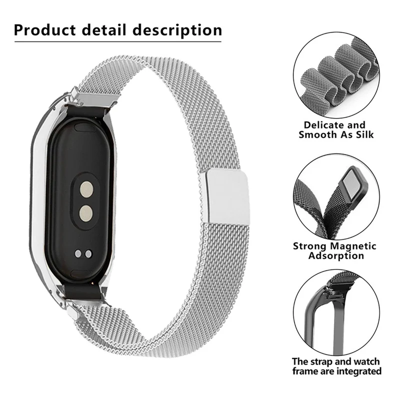 KALEBOL Series Xiaomi Smart Band 8 Milanese Watch Strap Stainless Steel Magnetic Band