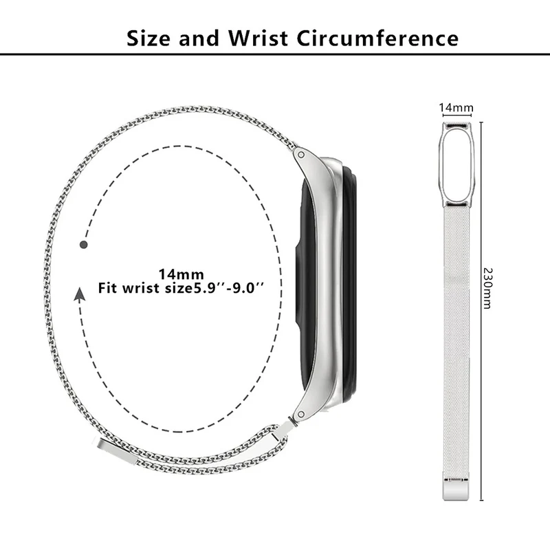 KALEBOL Series Xiaomi Smart Band 8 Milanese Watch Strap Stainless Steel Magnetic Band
