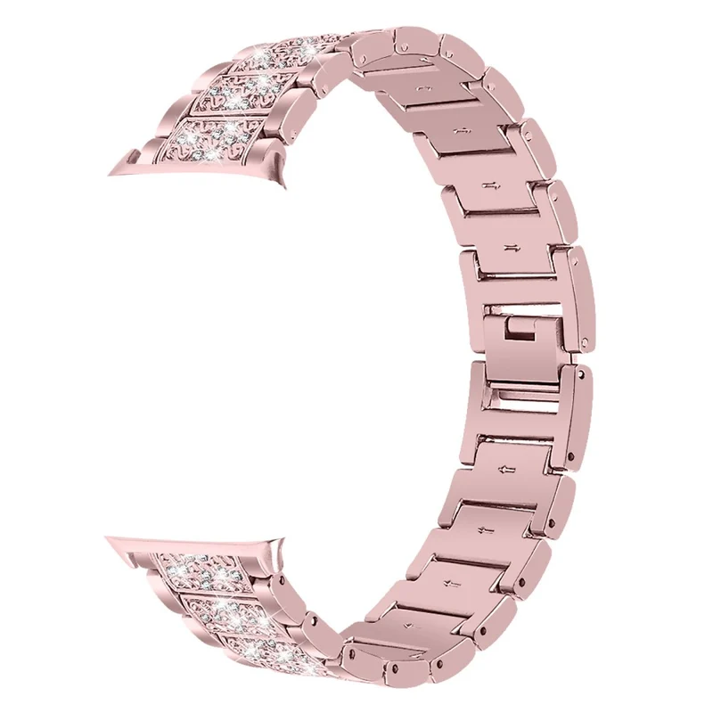 Zinc Alloy Watch Strap Xiaomi Redmi Watch 4 S-Shape Texture Rhinestone Decor Bracelet - Rose Pink