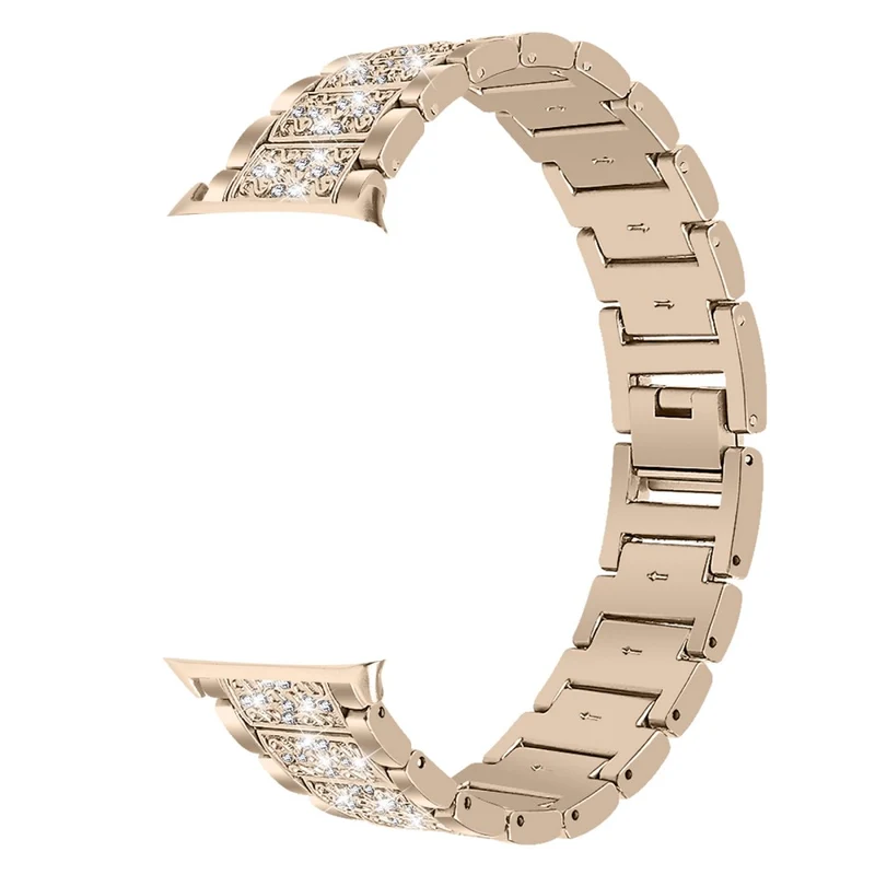 Zinc Alloy Watch Strap Xiaomi Redmi Watch 4 S-Shape Texture Rhinestone Decor Bracelet - Rose Pink