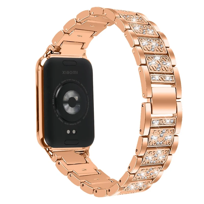 Zinc Alloy Watch Strap Xiaomi Redmi Watch 4 S-Shape Texture Rhinestone Decor Bracelet - Rose Pink
