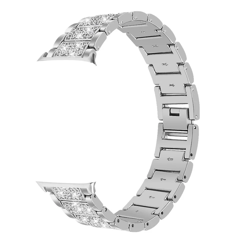 Zinc Alloy Watch Strap Xiaomi Redmi Watch 4 S-Shape Texture Rhinestone Decor Bracelet - Rose Pink