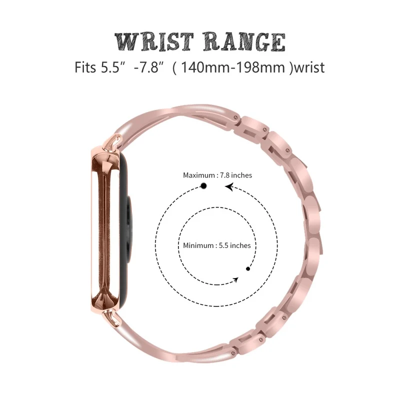 Zinc Alloy Watch Strap Xiaomi Redmi Watch 4 Bling Rhinestone Decor Bracelet - Rose Gold