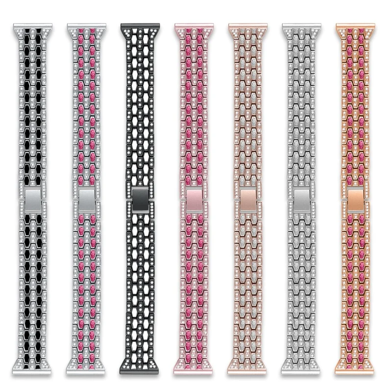 Xiaomi Redmi Watch 4 Zinc Alloy Watch Band Rhinestones Decor Women Replacement Strap - Pink Gold+Transparent