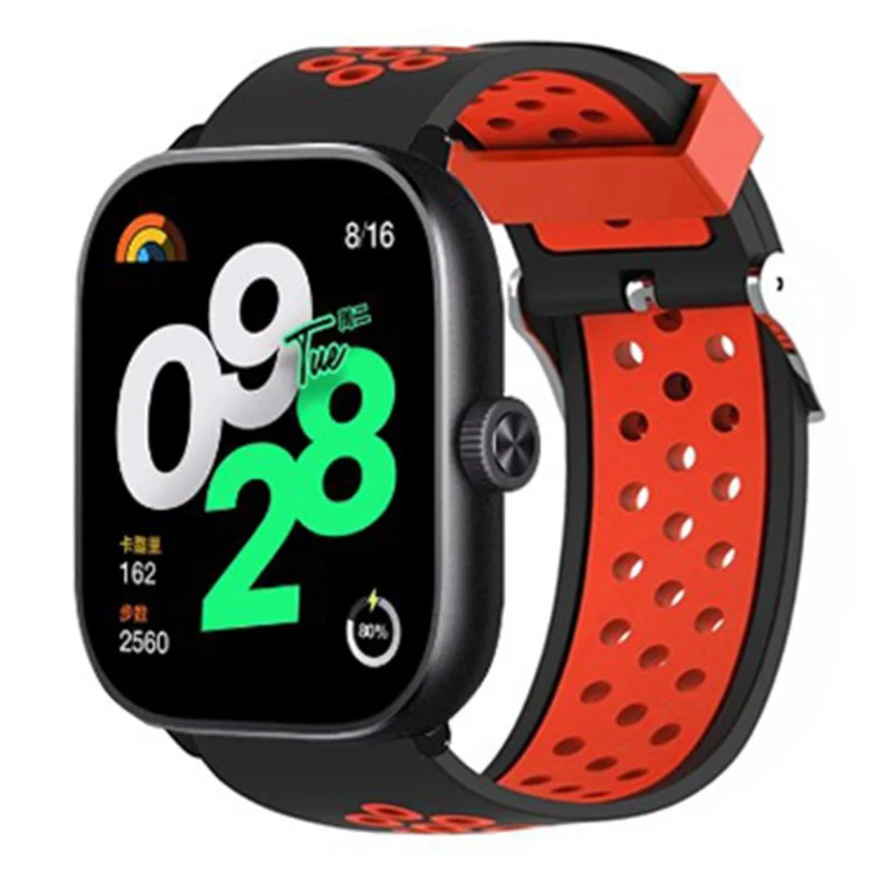 Xiaomi Redmi Watch 4 Dual Color Silicone Watch Band Wrist Strap - Black+Red