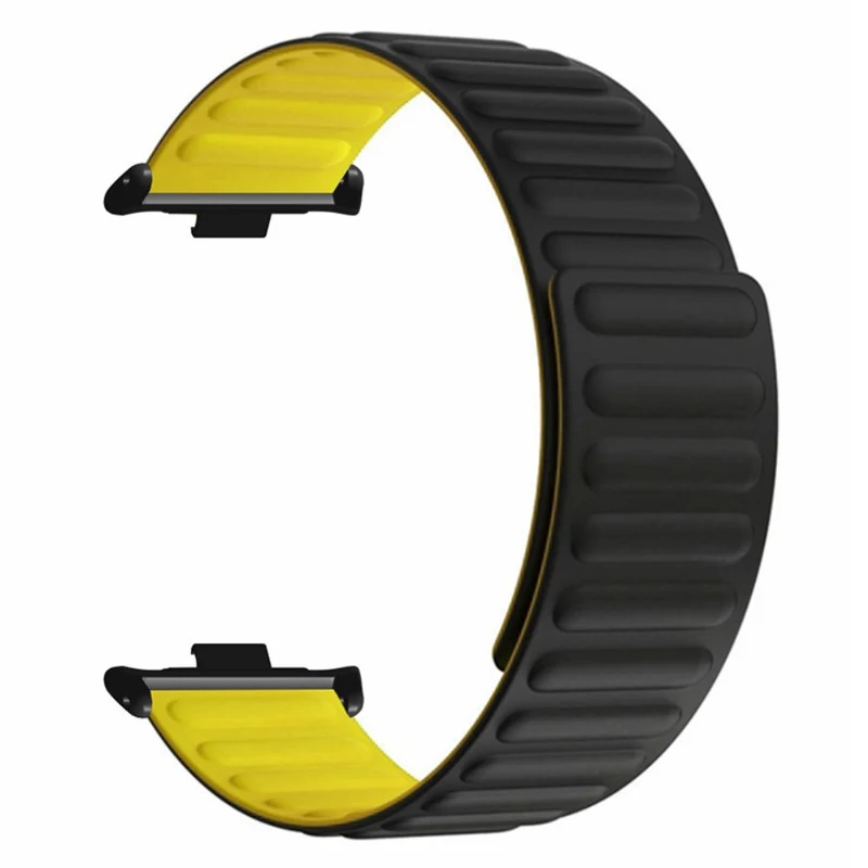 Xiaomi Redmi Watch 4 Magnetic Silicone Watch Band Strap with Alloy Connector - Black+Orange
