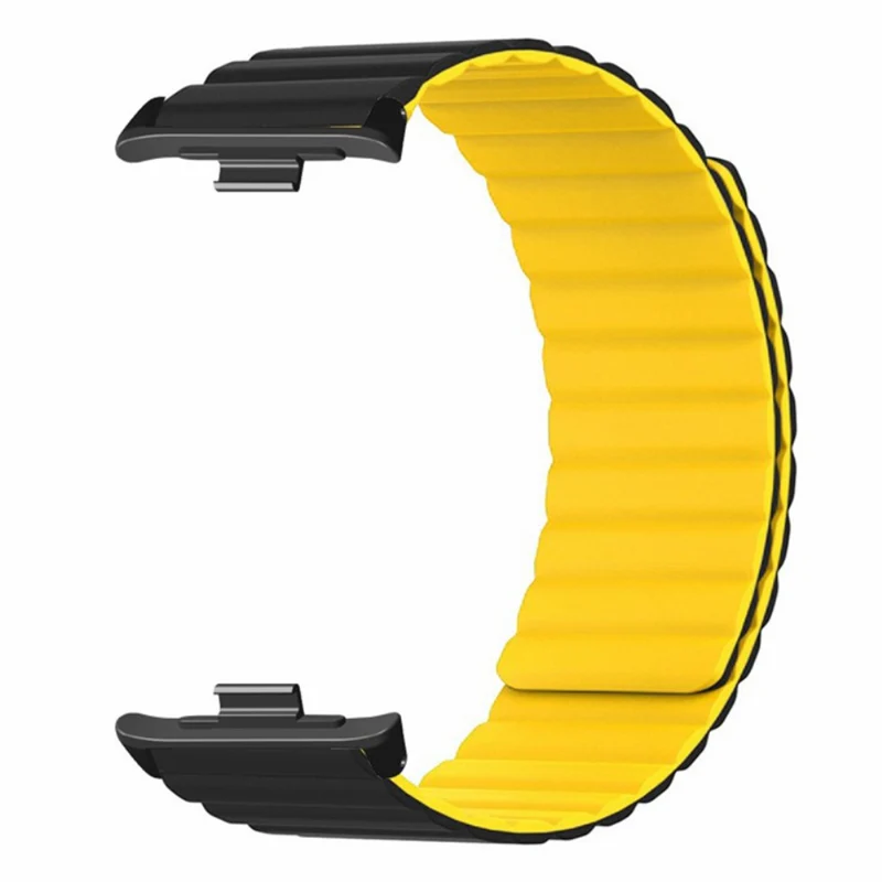 Xiaomi Redmi Watch 4 Magnetic Silicone Watch Band Strap with Alloy Connector - Black+Orange