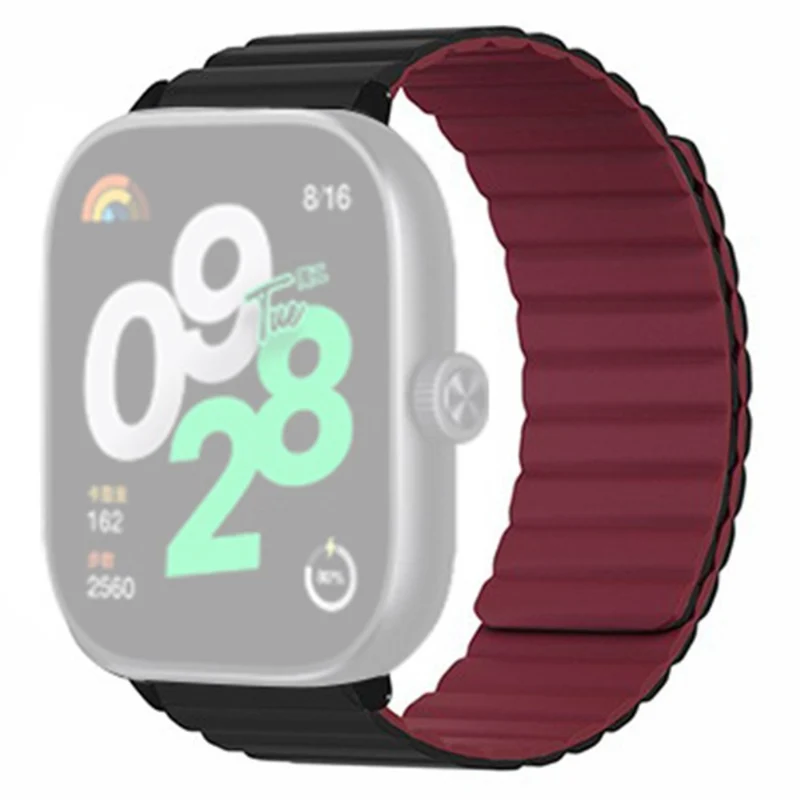 Xiaomi Redmi Watch 4 Magnetic Silicone Watch Band Strap with Alloy Connector - Black+Orange