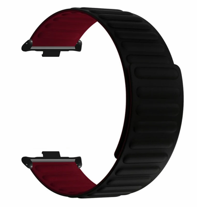 Xiaomi Redmi Watch 4 Magnetic Silicone Watch Band Strap with Alloy Connector - Black+Orange