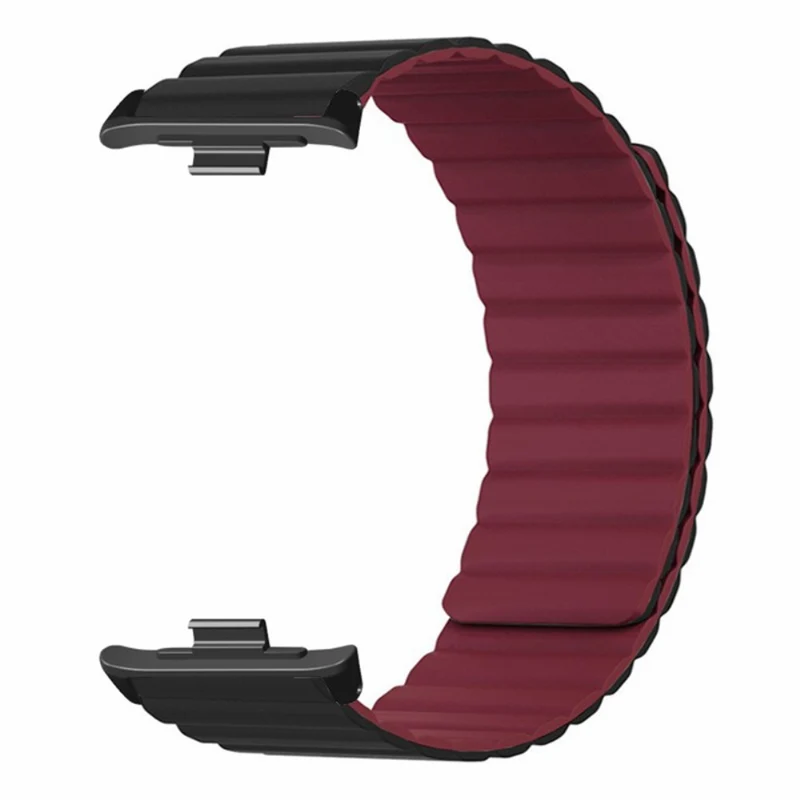 Xiaomi Redmi Watch 4 Magnetic Silicone Watch Band Strap with Alloy Connector - Black+Orange