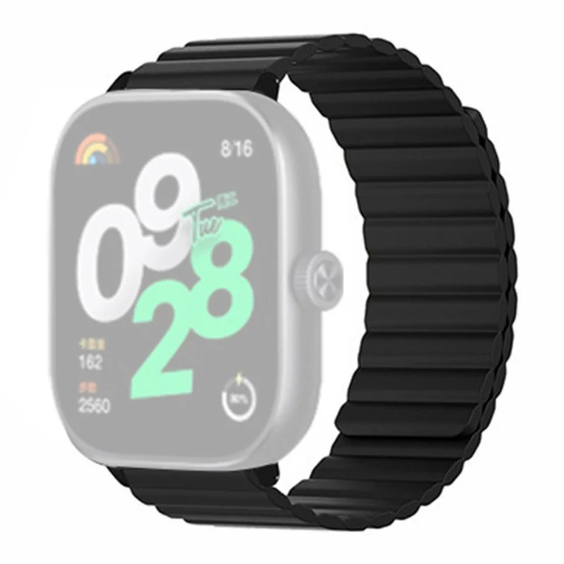 Xiaomi Redmi Watch 4 Magnetic Silicone Watch Band Strap with Alloy Connector - Black+Orange