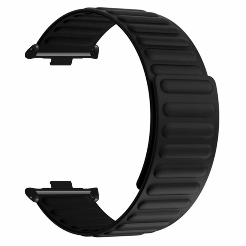 Xiaomi Redmi Watch 4 Magnetic Silicone Watch Band Strap with Alloy Connector - Black+Orange