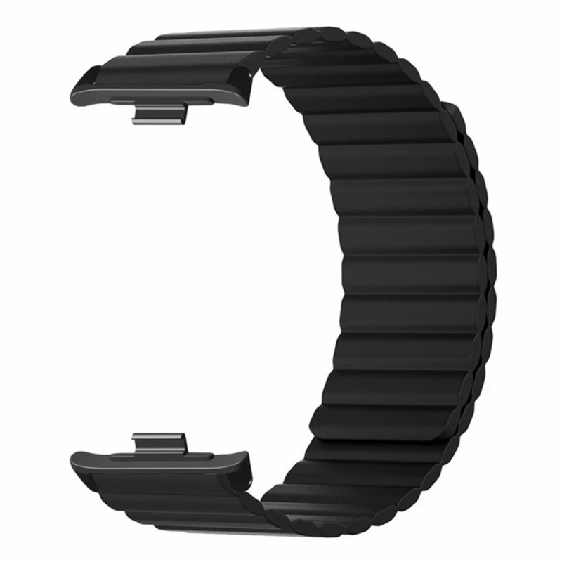 Xiaomi Redmi Watch 4 Magnetic Silicone Watch Band Strap with Alloy Connector - Black+Orange