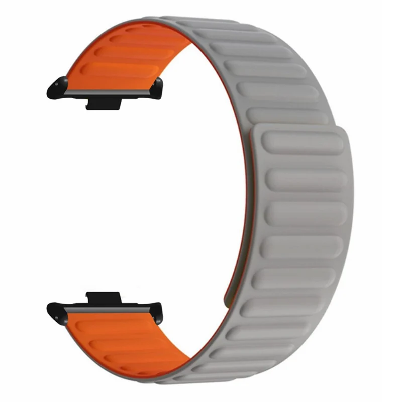 Xiaomi Redmi Watch 4 Magnetic Silicone Watch Band Strap with Alloy Connector - Black+Orange