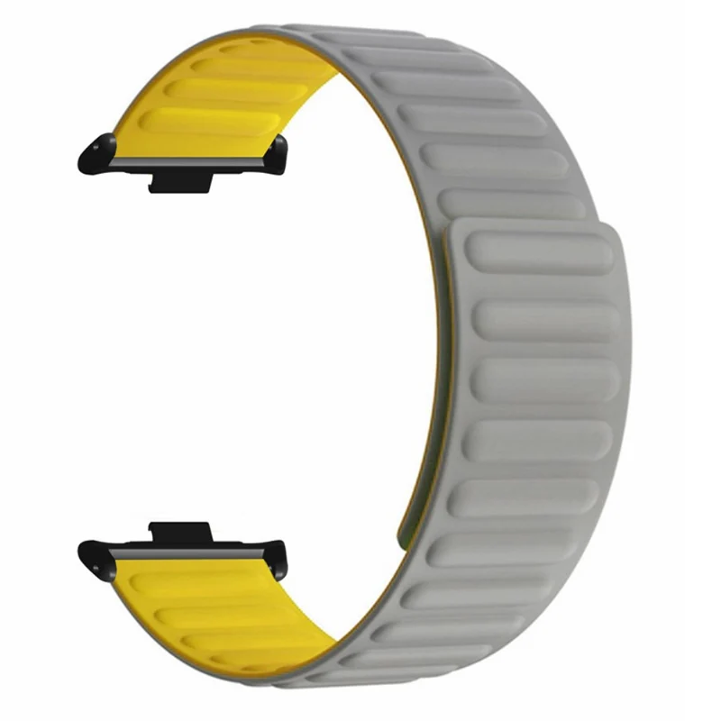Xiaomi Redmi Watch 4 Magnetic Silicone Watch Band Strap with Alloy Connector - Black+Orange
