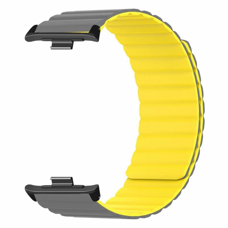 Xiaomi Redmi Watch 4 Magnetic Silicone Watch Band Strap with Alloy Connector - Black+Orange