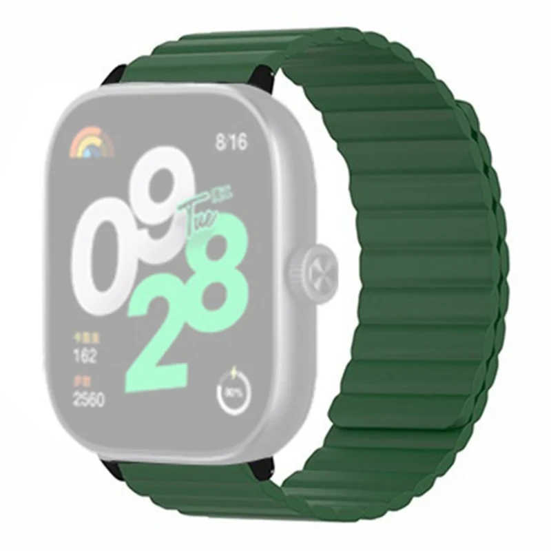 Xiaomi Redmi Watch 4 Magnetic Silicone Watch Band Strap with Alloy Connector - Black+Orange