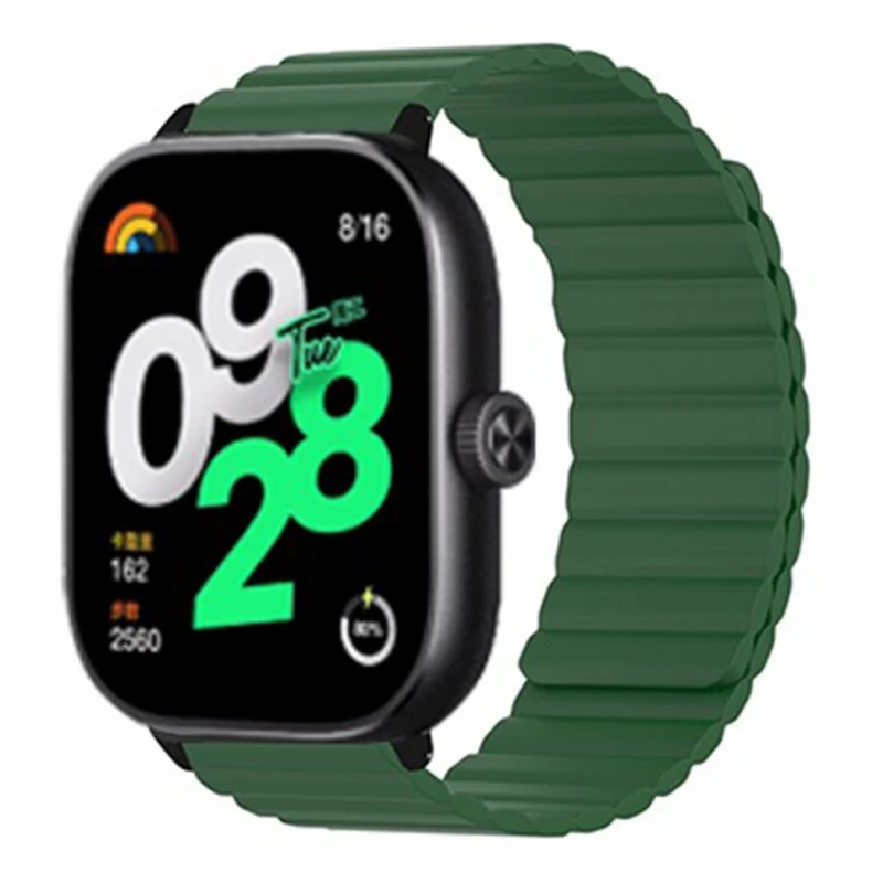 Xiaomi Redmi Watch 4 Magnetic Silicone Watch Band Strap with Alloy Connector - Black+Orange