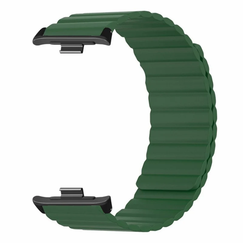 Xiaomi Redmi Watch 4 Magnetic Silicone Watch Band Strap with Alloy Connector - Black+Orange