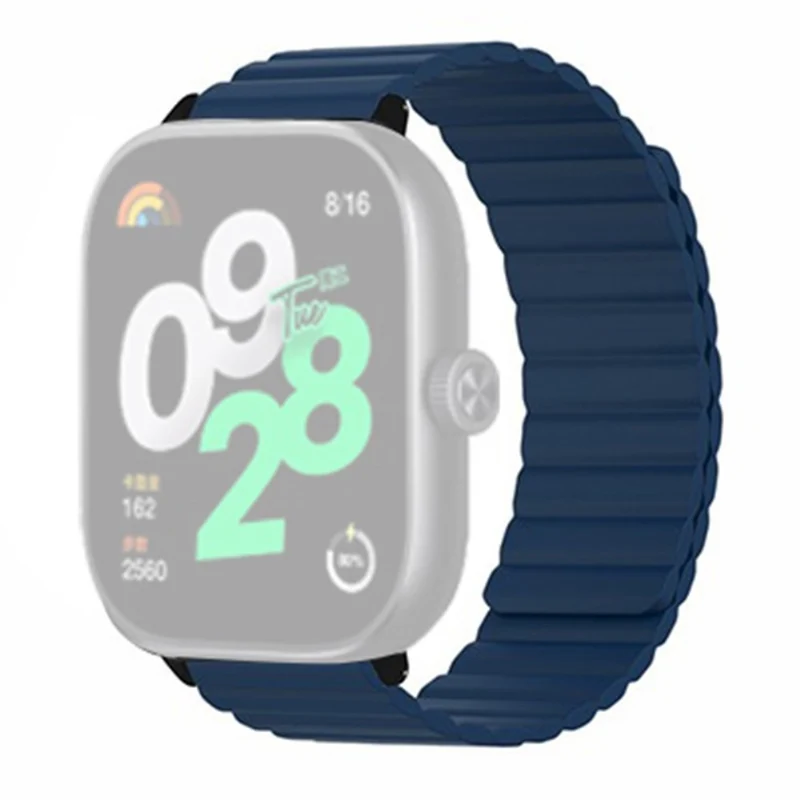 Xiaomi Redmi Watch 4 Magnetic Silicone Watch Band Strap with Alloy Connector - Black+Orange