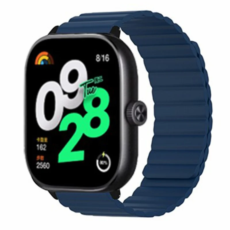 Xiaomi Redmi Watch 4 Magnetic Silicone Watch Band Strap with Alloy Connector - Black+Orange