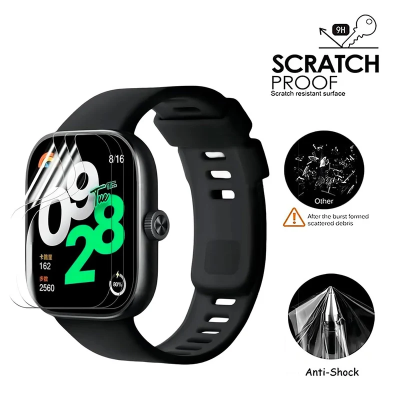 3-pack Xiaomi Redmi Watch 4 Flexible Watch Screen Protector Scratch-Resistant HD Clear Hydrogel Film