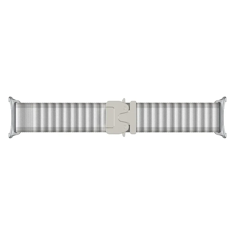 Samsung Galaxy Watch 9 - 40mm Outdoor Nylonarmband mit P-Schnalle (Weiß mit Silber)